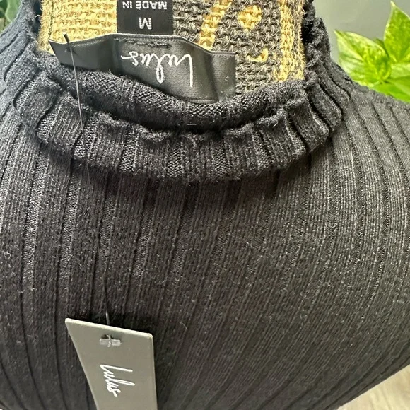 Lulus Snug As Can Be Black Ribbed Mock Neck Sweater Dress - Size M. NWT. - Picture 5 of 5